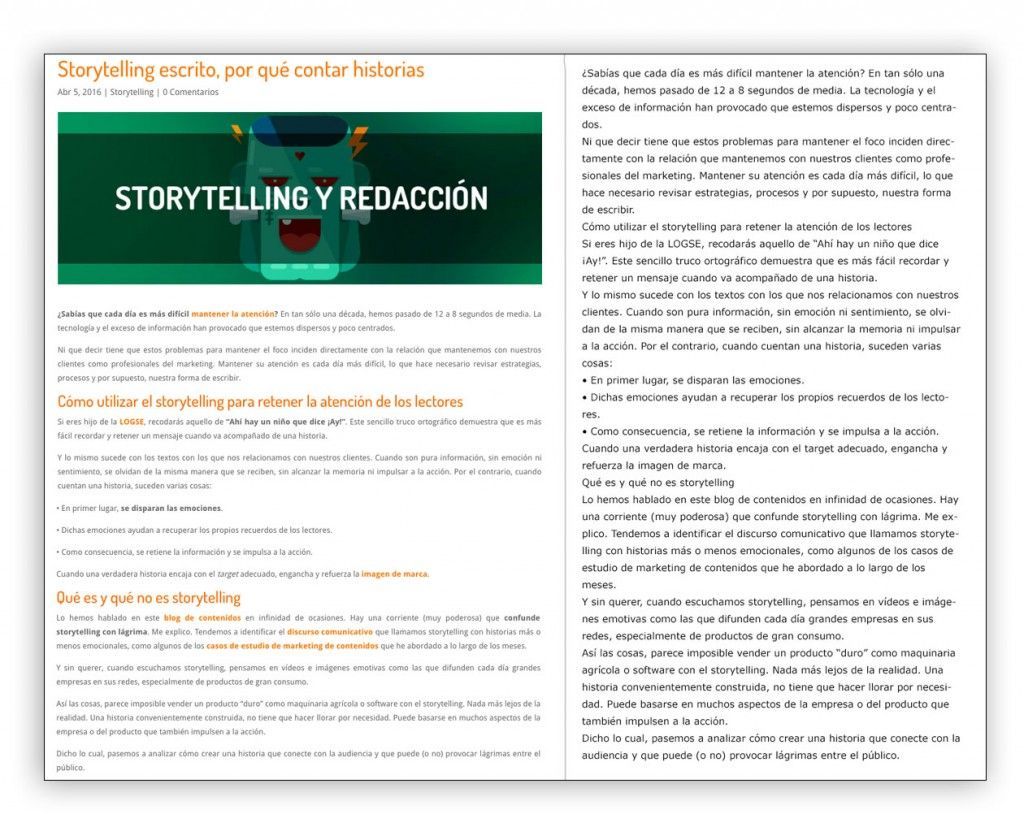 Ejemplo de maquetación de contenidos.