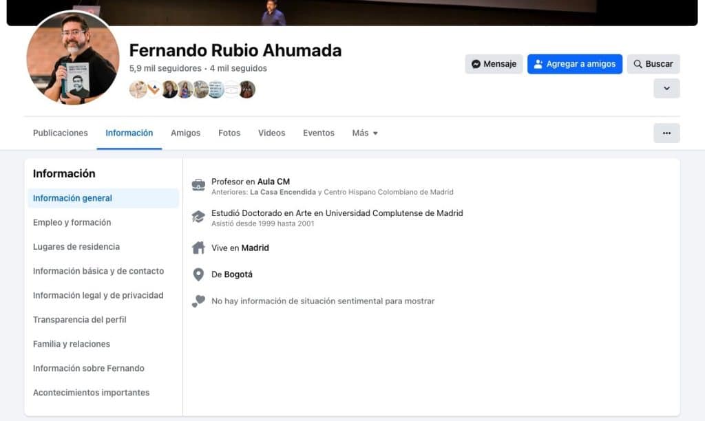 Ejemplos de presentaciones de marca personal, Facebook