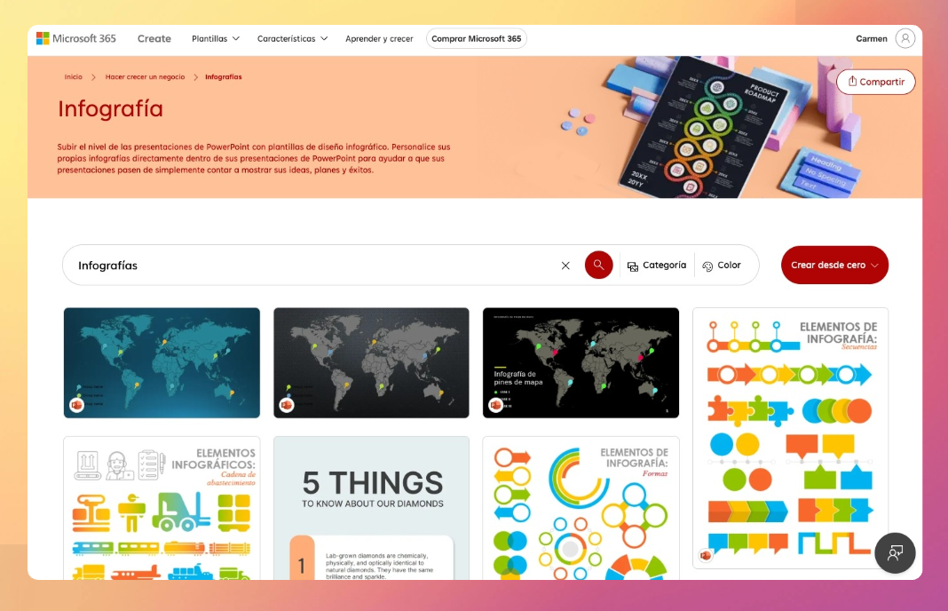 Dónde encontrar plantillas de infografías en PowerPoint