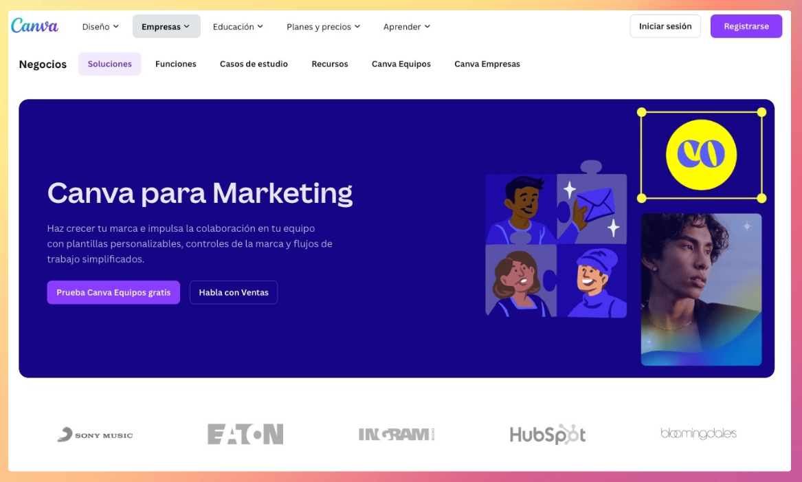Ejemplo de Canva de prueba social o social proof