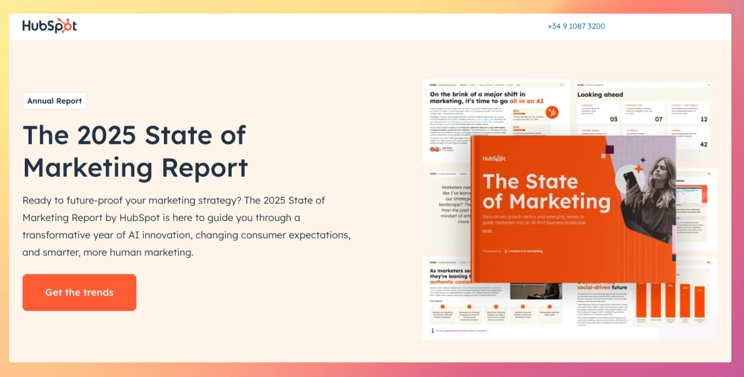 HubSpot demuestra cómo un whitepaper puede convertirse en referencia del sector. Una guía de marketing con datos, diseño atractivo y captación de leads.