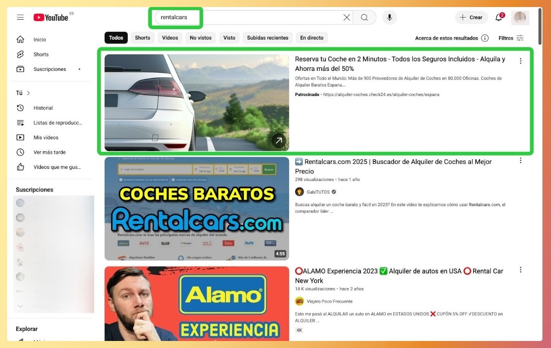 Averigua quién aparece en YouTube cuando buscas a tu competencia