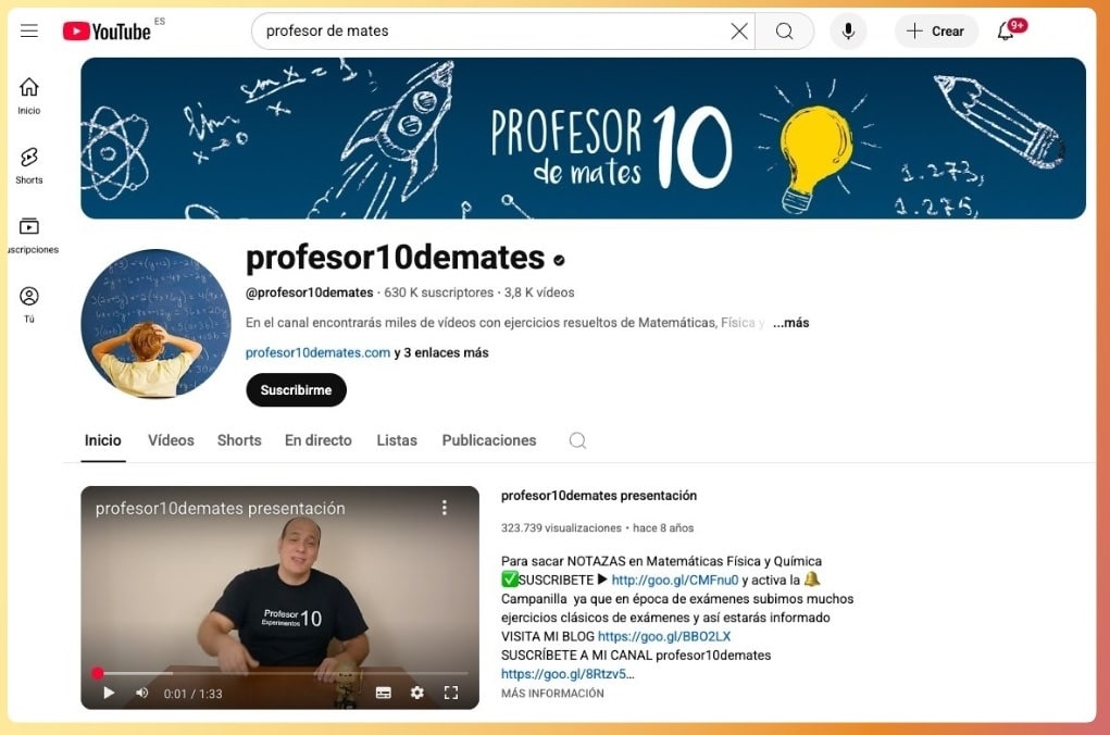 Ejemplo de un youtuber creador de contenido para educación