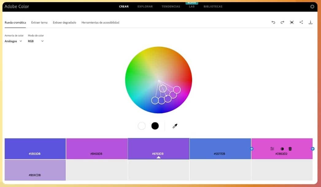Adobe color para crear gamas de colores