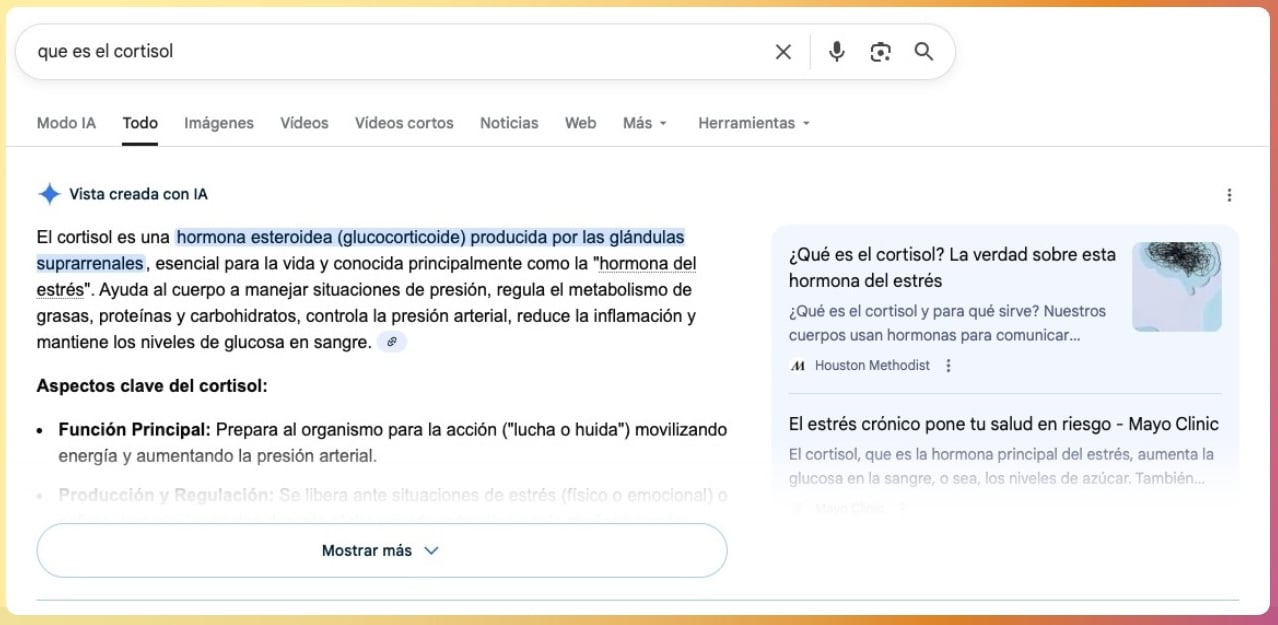 Ejemplo de qué son AI Overviews de Google