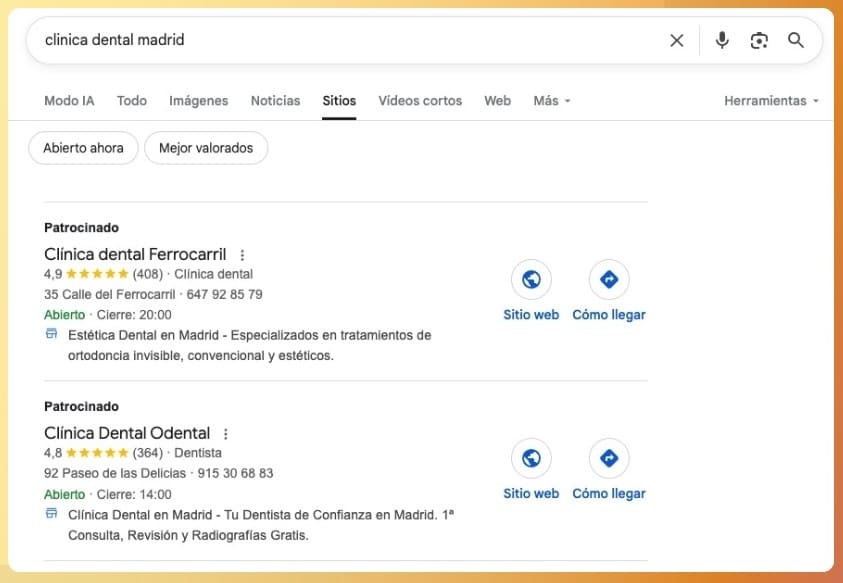Google Ads para clínicas dentales