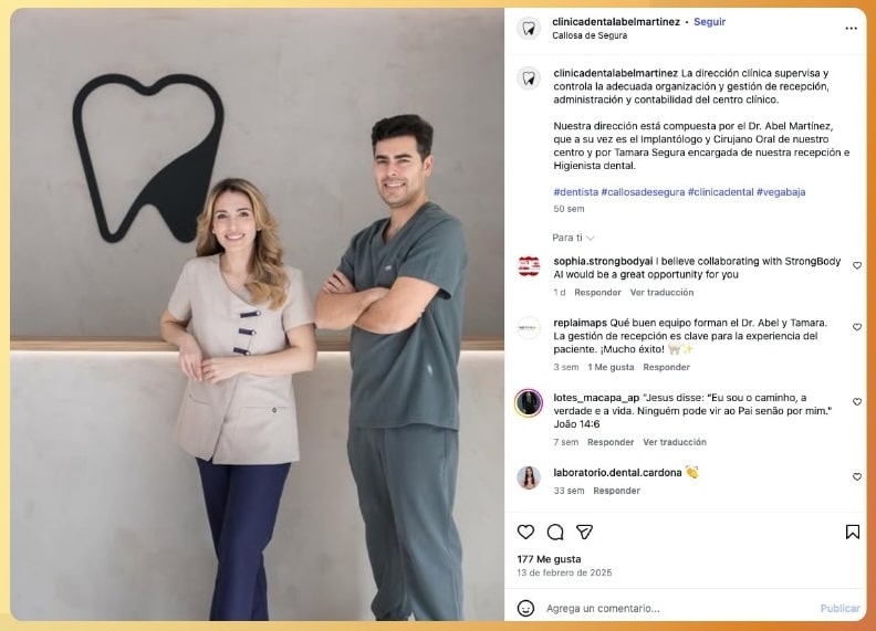 Instagram de una clínica dental