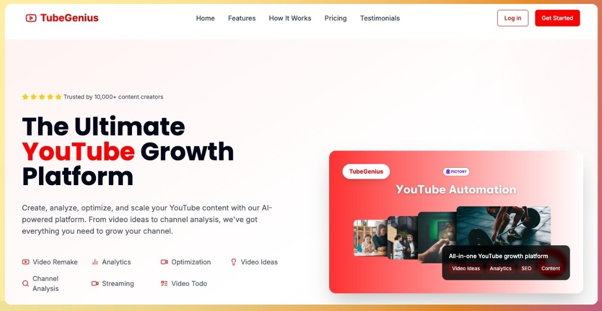Tubegenius para automatizar vídeos horizontales.
