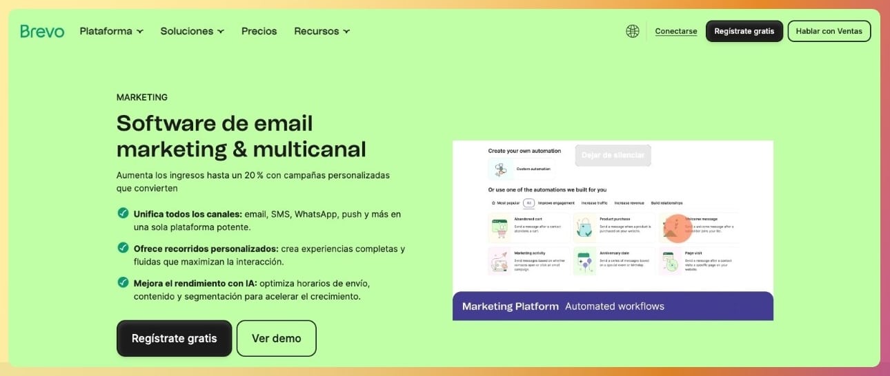 Landing page de Brevo