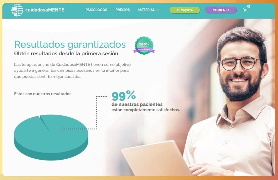 Ejemplo de landing page de CuidadosaMENTE