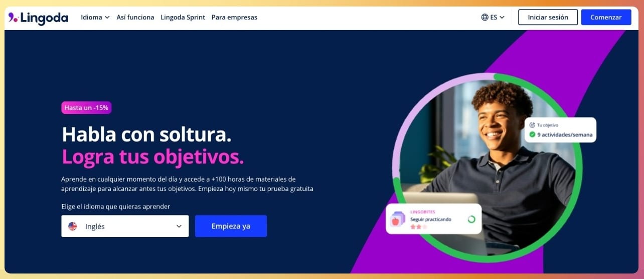 Landing page de Lingoda