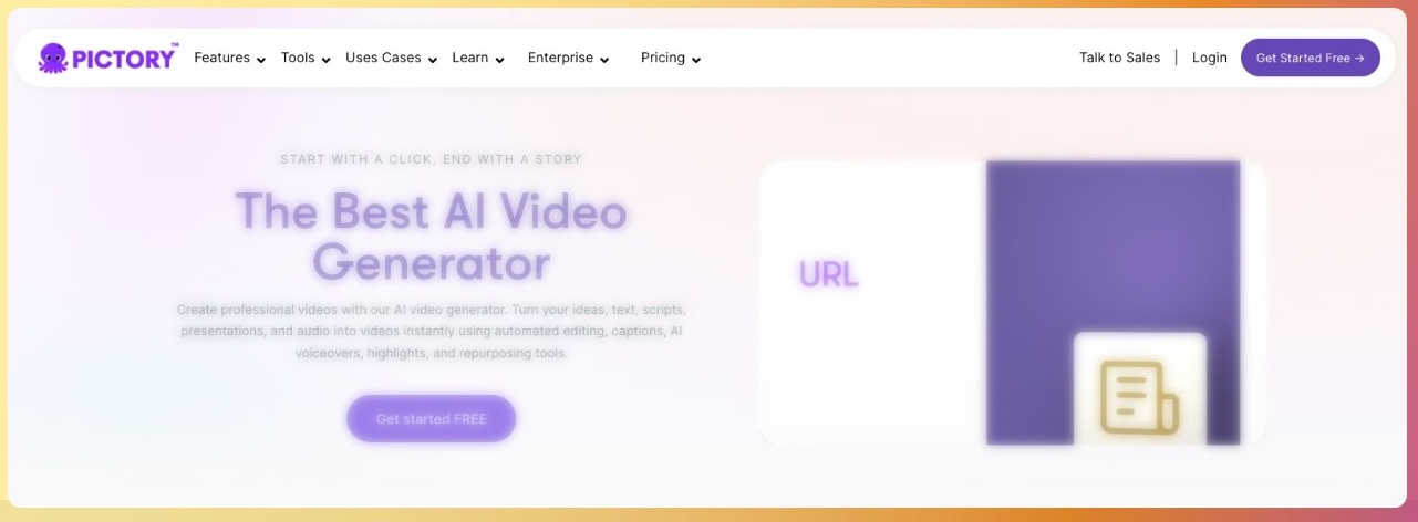 Pictory es una herramienta para convertir texto en vídeo