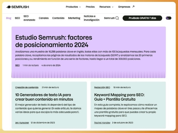 Blog de marketing de Semrush