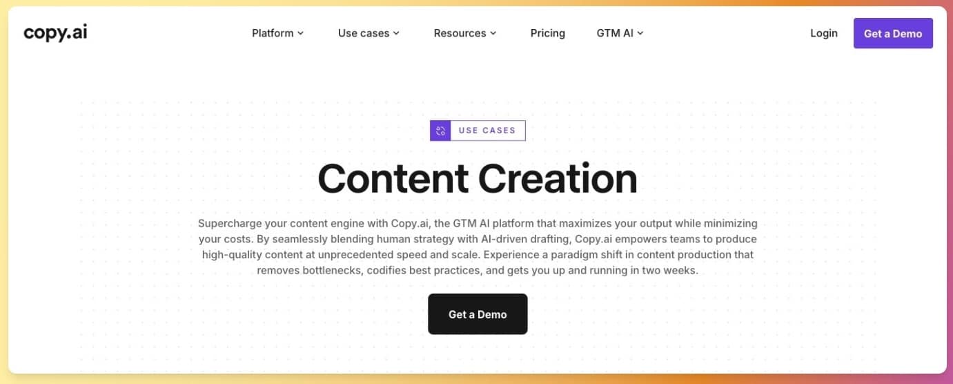 Copy.ai es una plataforma para profesionales de marketing