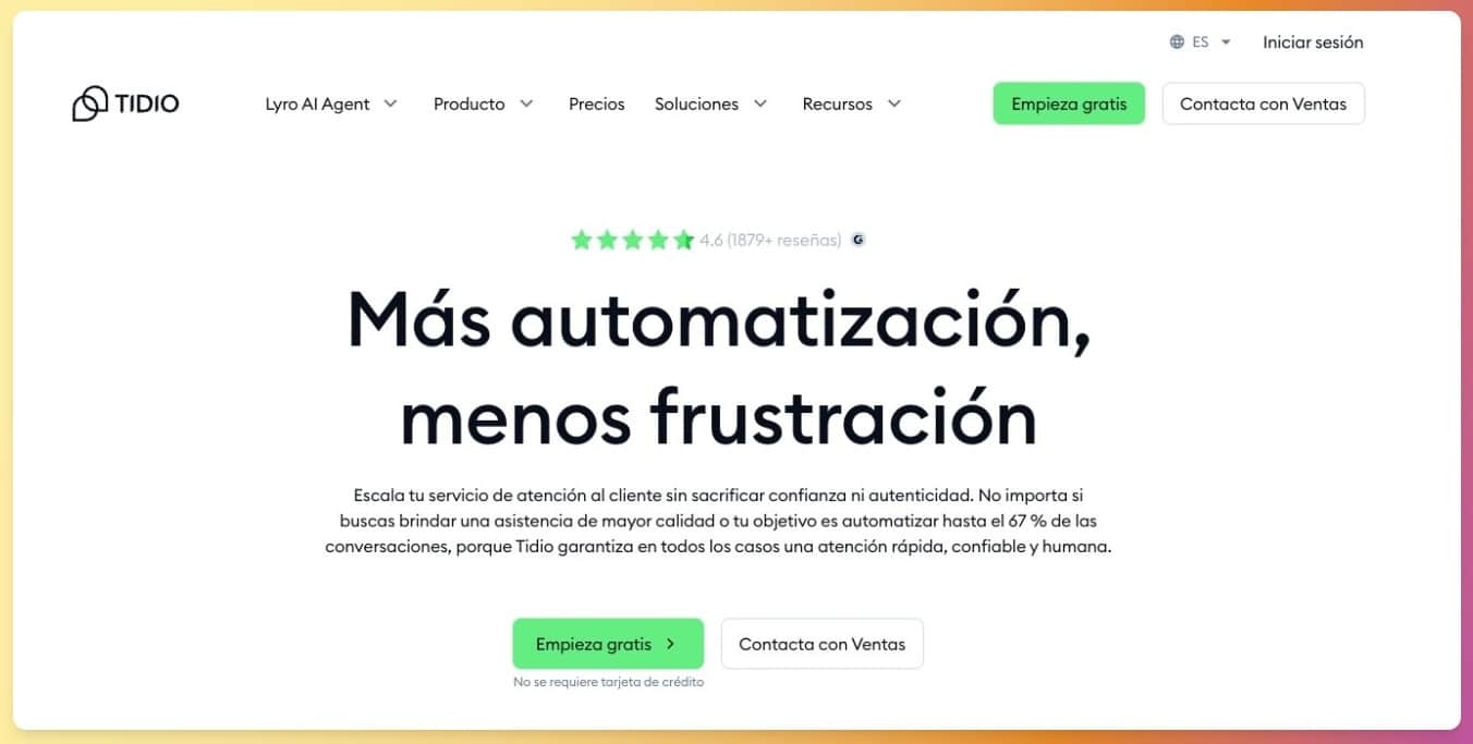 Tidio es una herramienta de atención al cliente con IA
