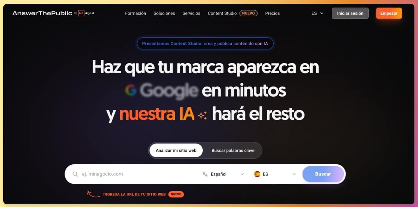 AnswerThePublic como herramienta de búsqueda de keywords
