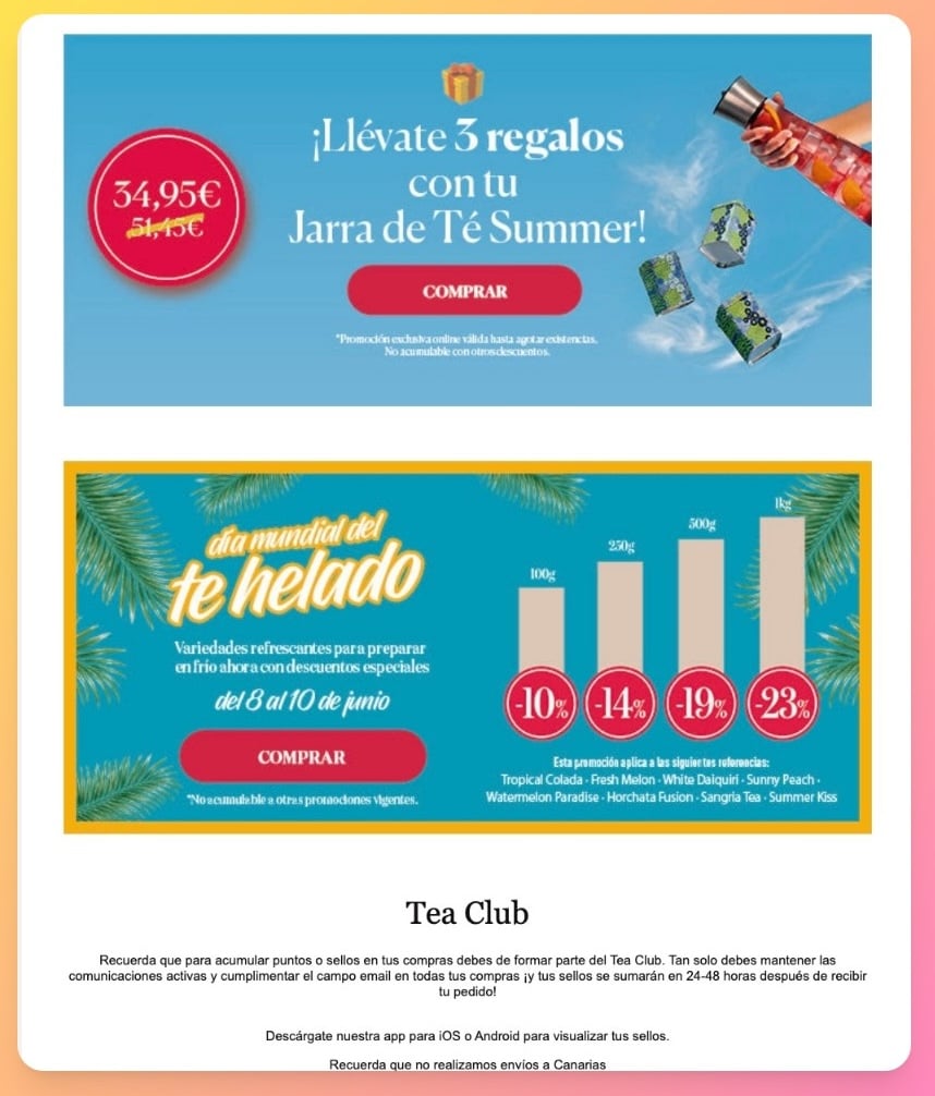 Marketing con newsletters, ejemplo de ecommerce