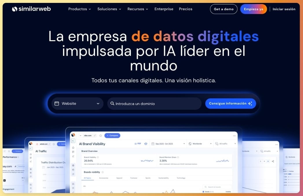 Página principal de la herramienta Similarweb