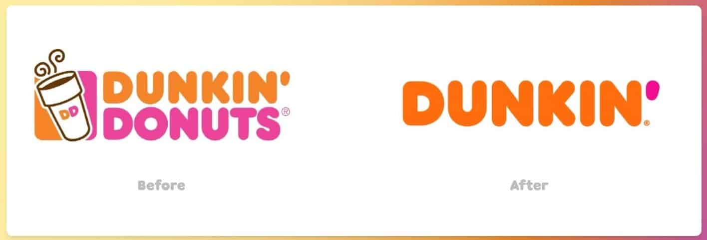 Dunkin Donuts rebranding 2019 logo antes después